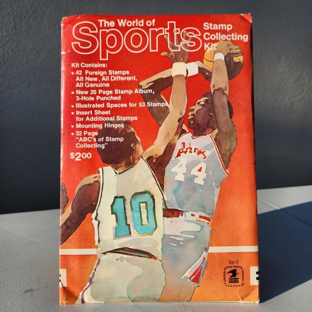 New The World of Sports Stamp Collecting Kit 42 Stamps Album book VINTAGE from t